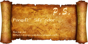Pongó Sándor névjegykártya